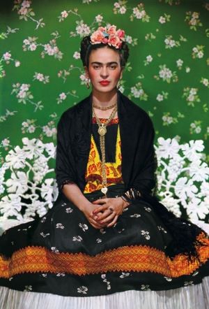 frida dress green background