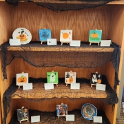 Picture of display of Halloween Artwork from Tiny Art Show 