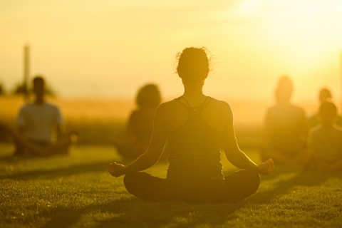 a group of people meditation 