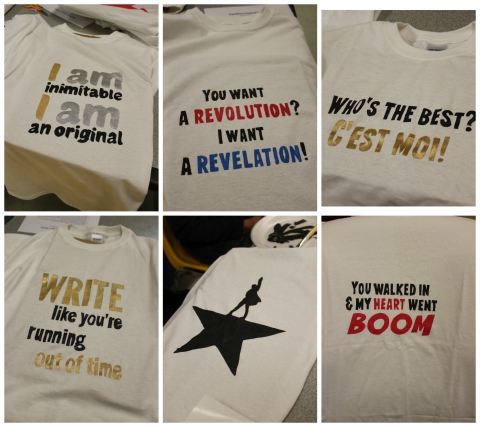 Collage of Hamilton shirts