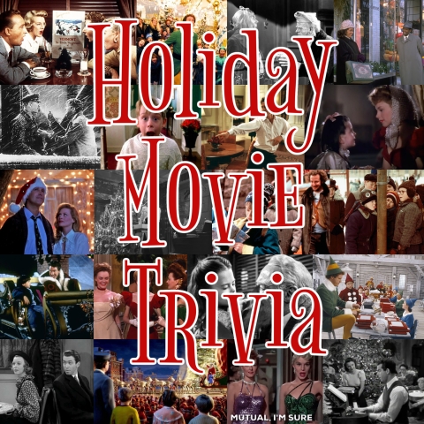 Holiday Movie Trivia text over collage of Christmas movie images