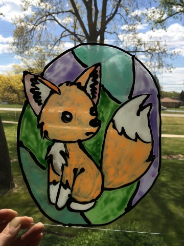 Orange fox stained glass art