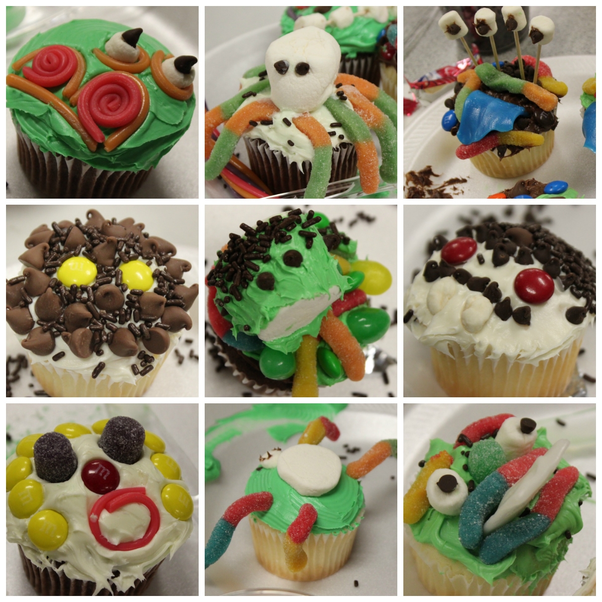 Collage of different example of creepcakes made by teens